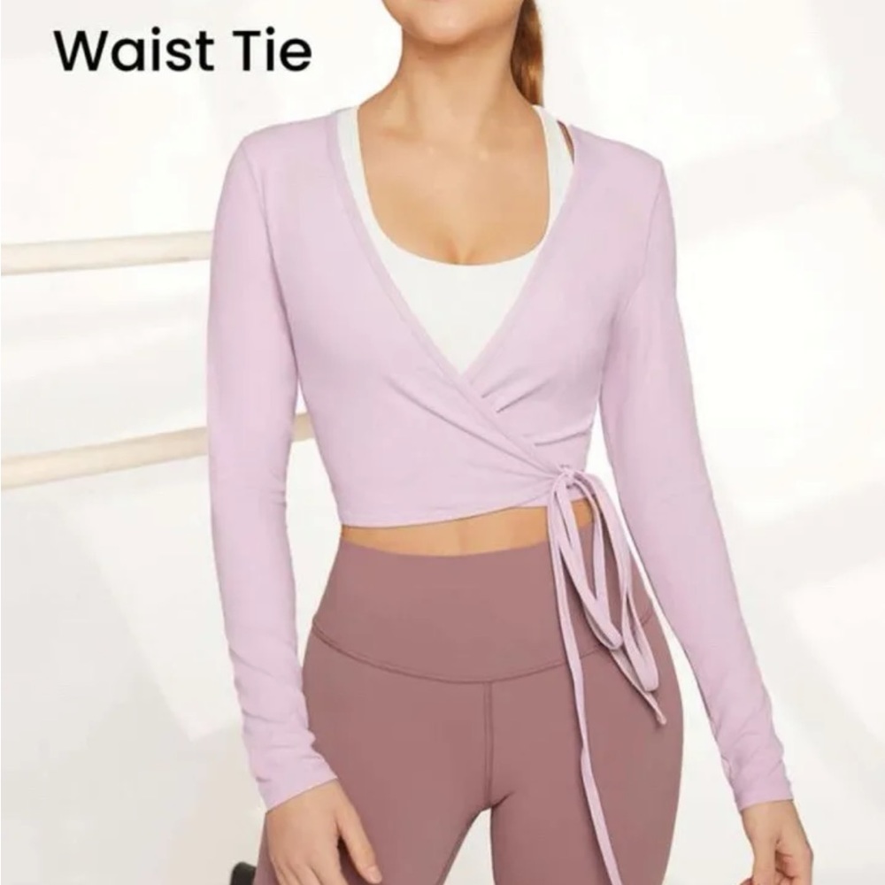 NEW Pink FeatherFit Tie Waist Wrap Around Top Size XL GLOWMODE